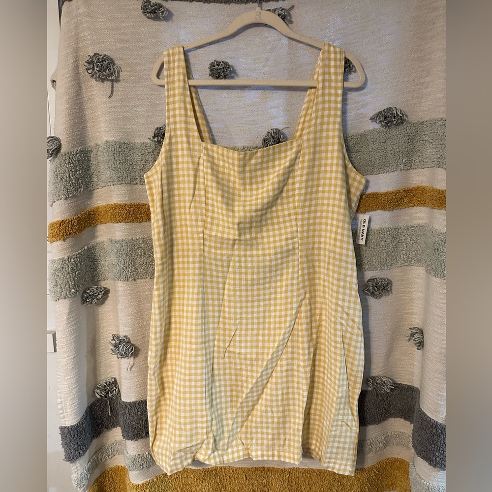 Old Navy Square-Neck Linen-Blend Mini Dress XL - Picture 3 of 9